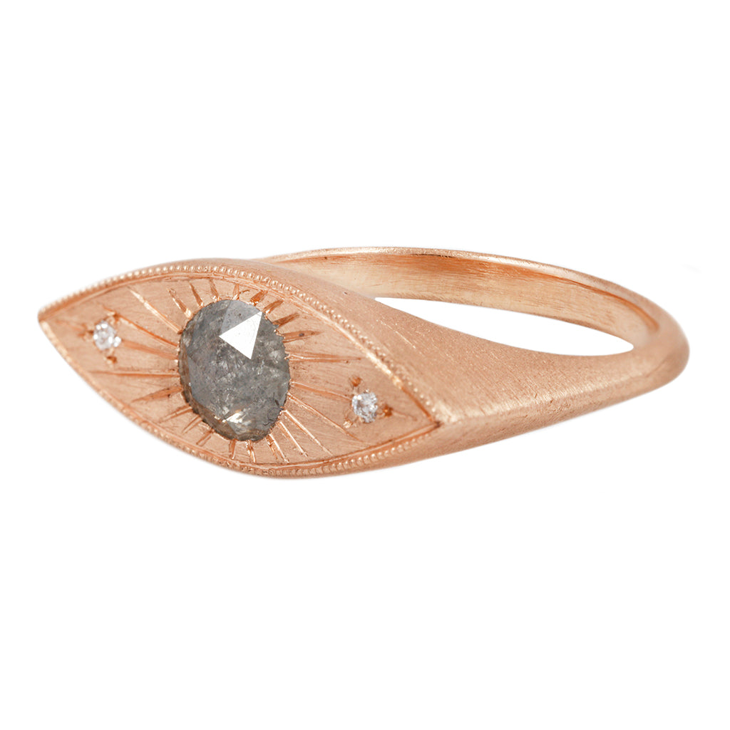 Third Eye Ring - Salt & Pepper Diamond