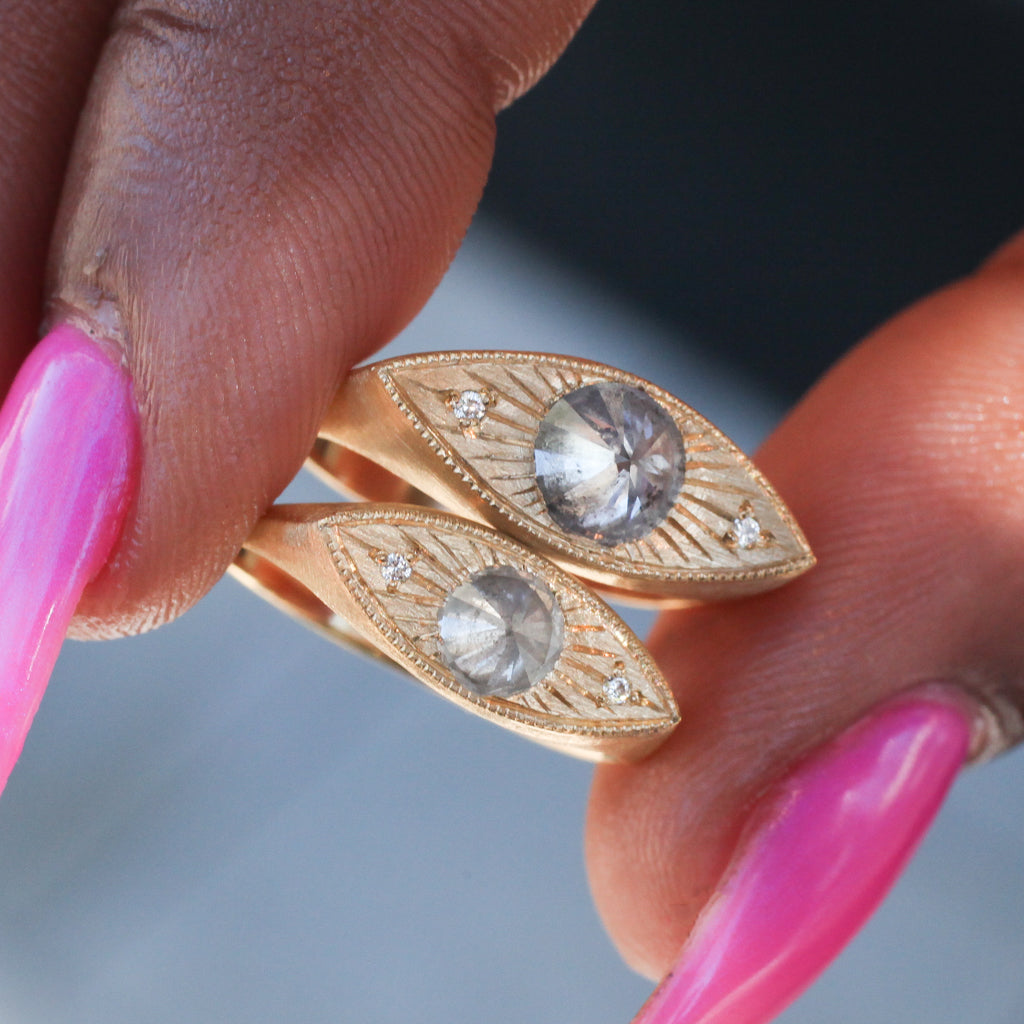 Third Eye Ring - Salt & Pepper Diamond