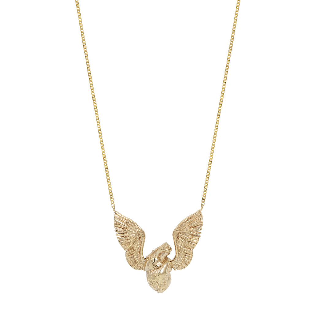 Winged Anatomical Heart Necklace