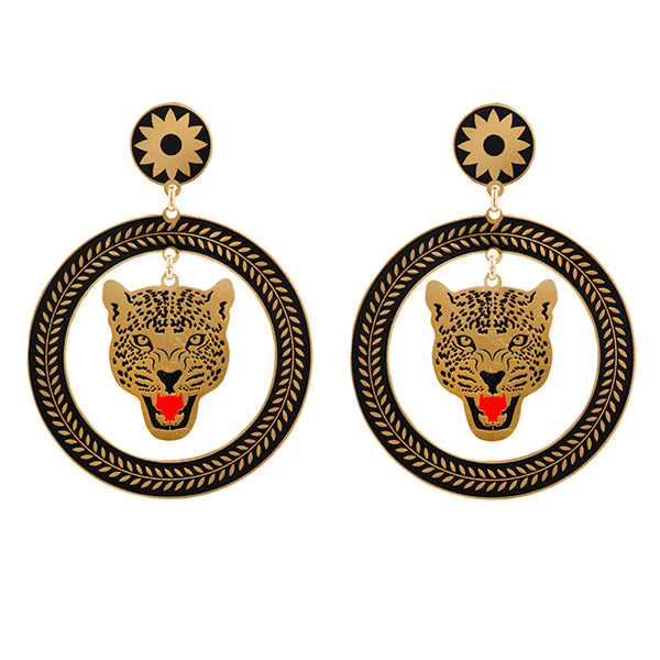 Bold Jaguar Face Earrings