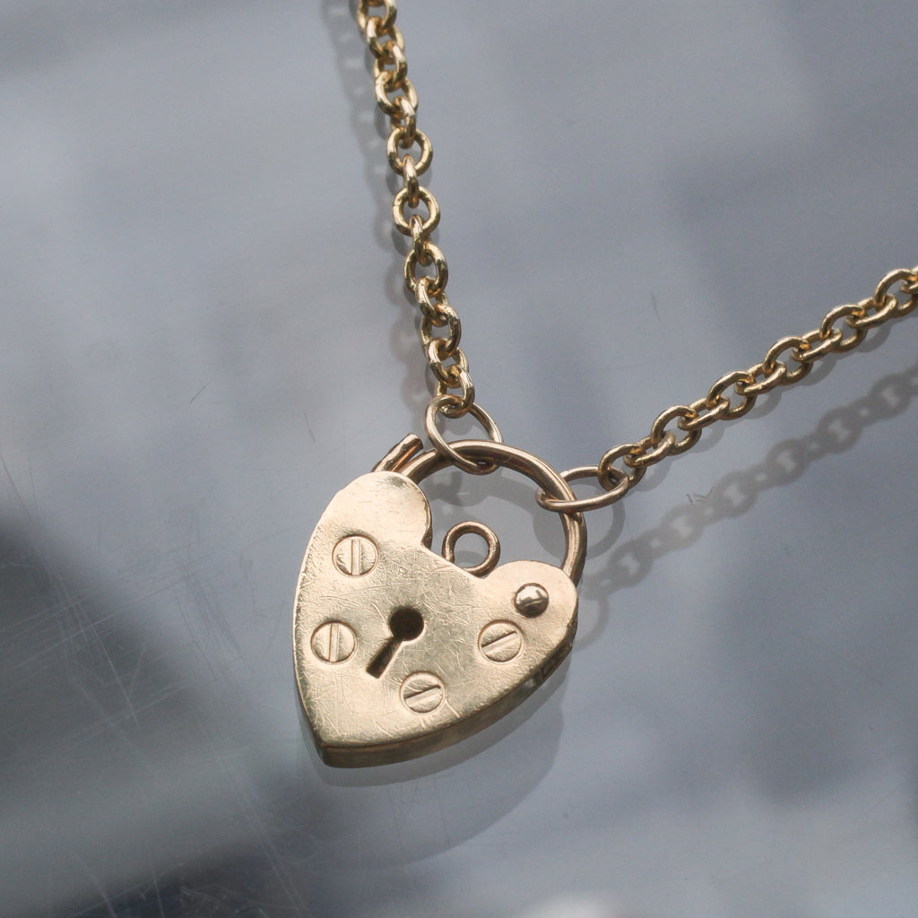 Tiniest Vintage Heart Lock Chain