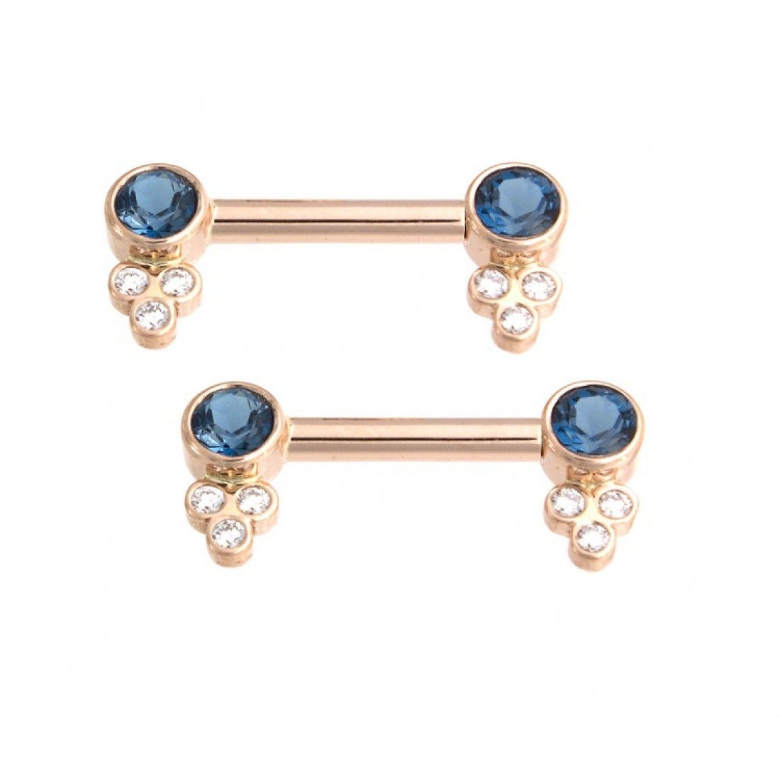 Bezel Tri Bead Nipple Barbell