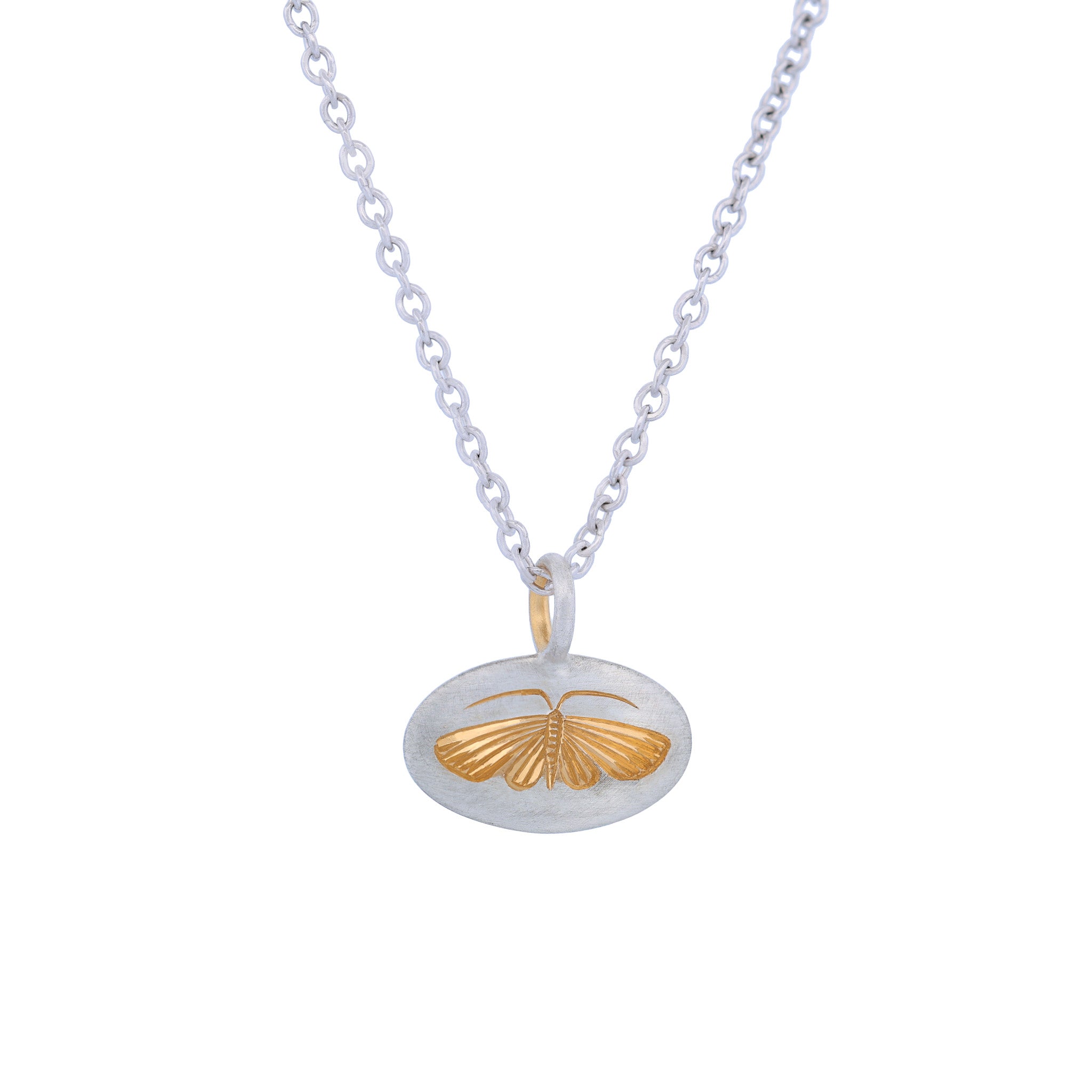 Engraved Moth Necklace