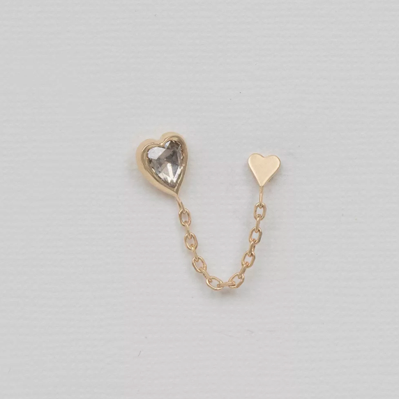Double Heart Earring - Grey Diamond