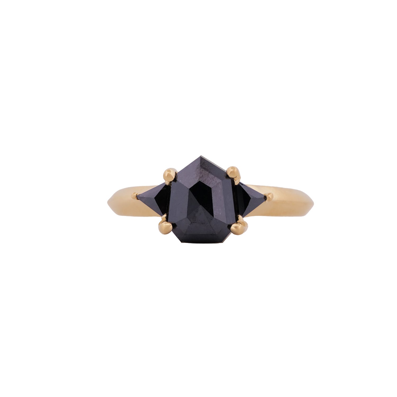 Digby & Ionas Petite Caliburn ring features a 1.46ct geometric black diamond, symbolizing mythical strength.