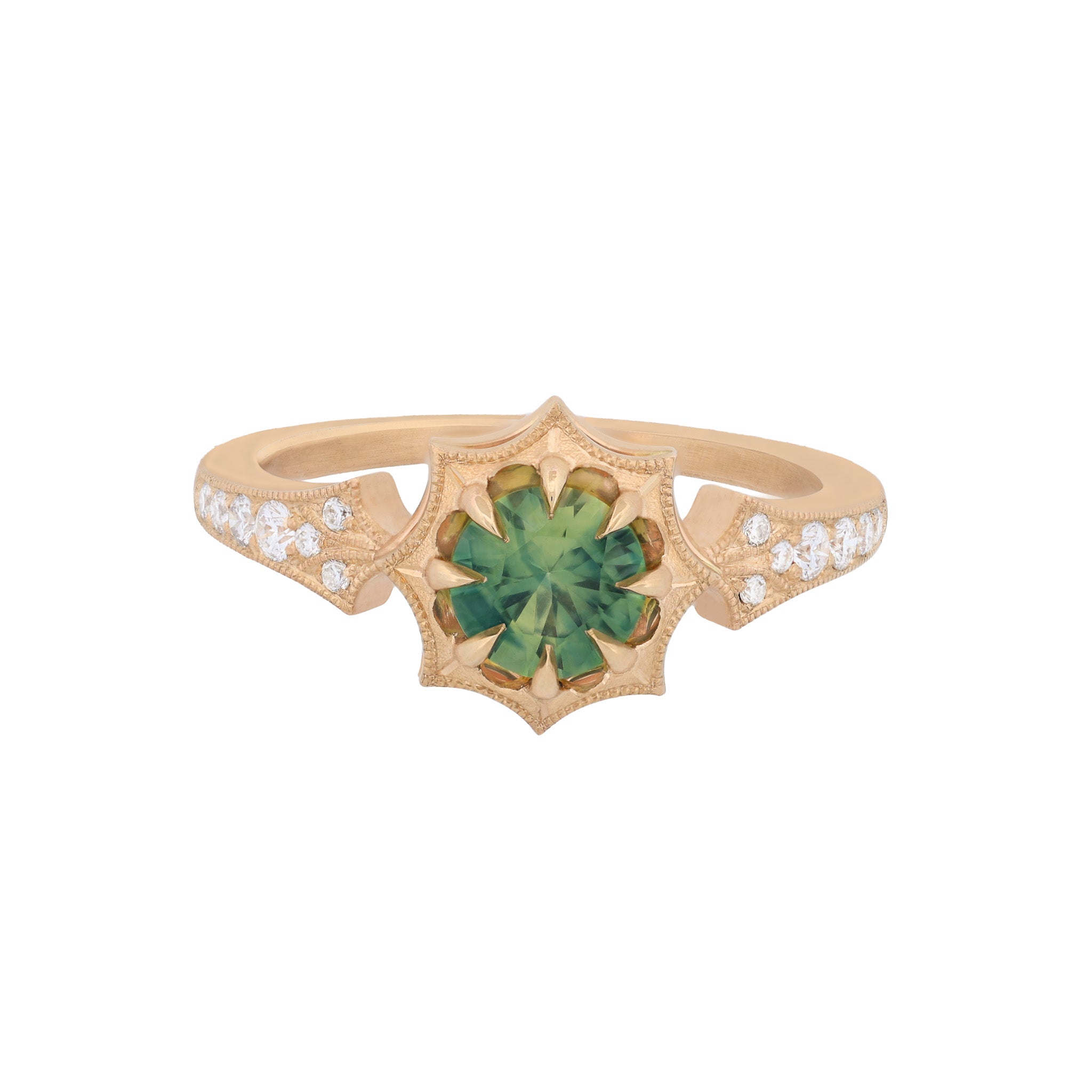 Dione Ring -  Blue Green Brilliant Sapphire (0.87ct)