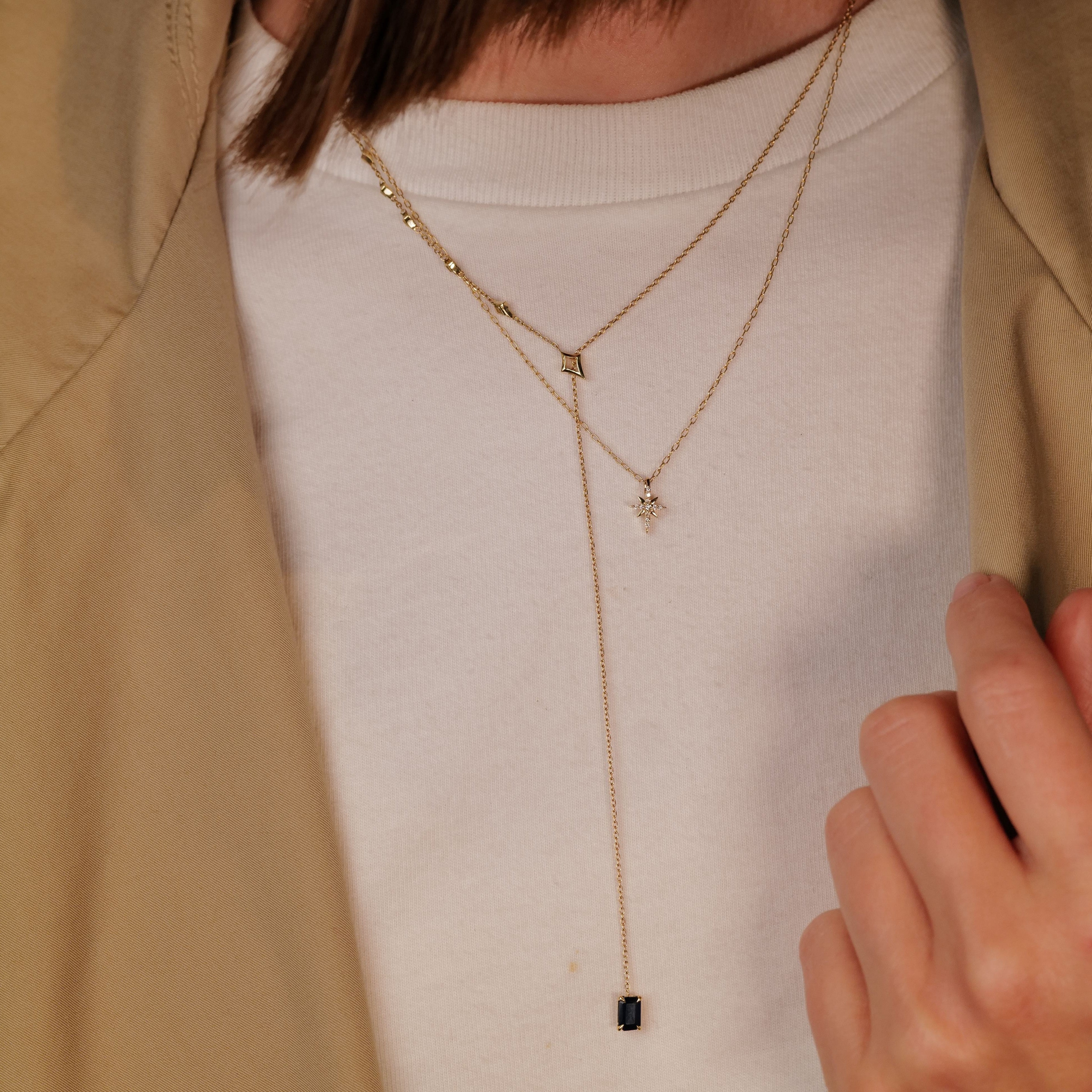 North Star Lariat Necklace - Sapphire