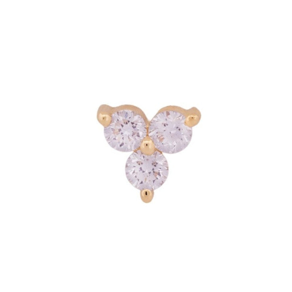 Fiat Lux 3 Gem Cluster - White Diamond (2mm) earring stud featuring a triangular cluster of three small round diamonds.