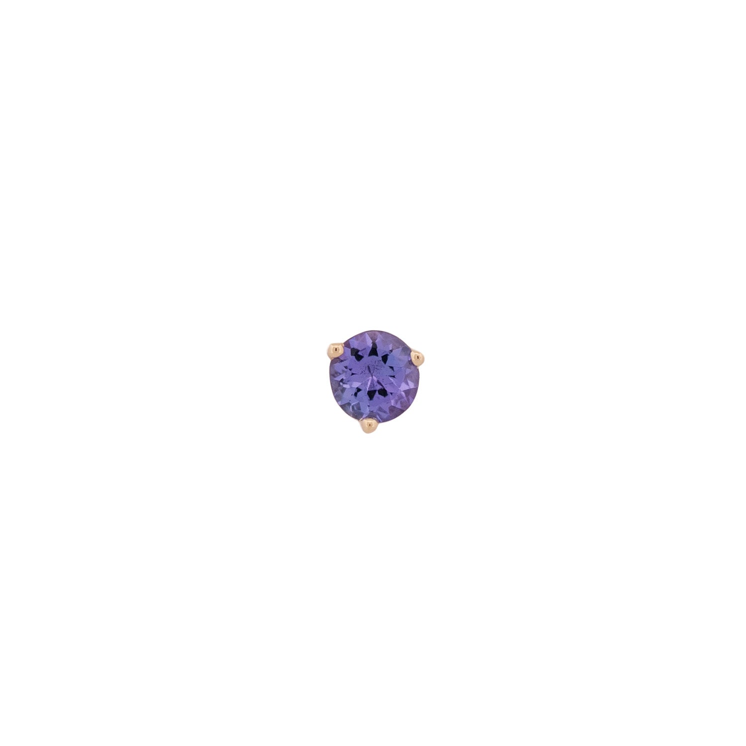 Fiat Lux 3 Prong Round 3mm colored gem stud earring in 14K gold—perfect for elegant gemstone jewelry lovers.