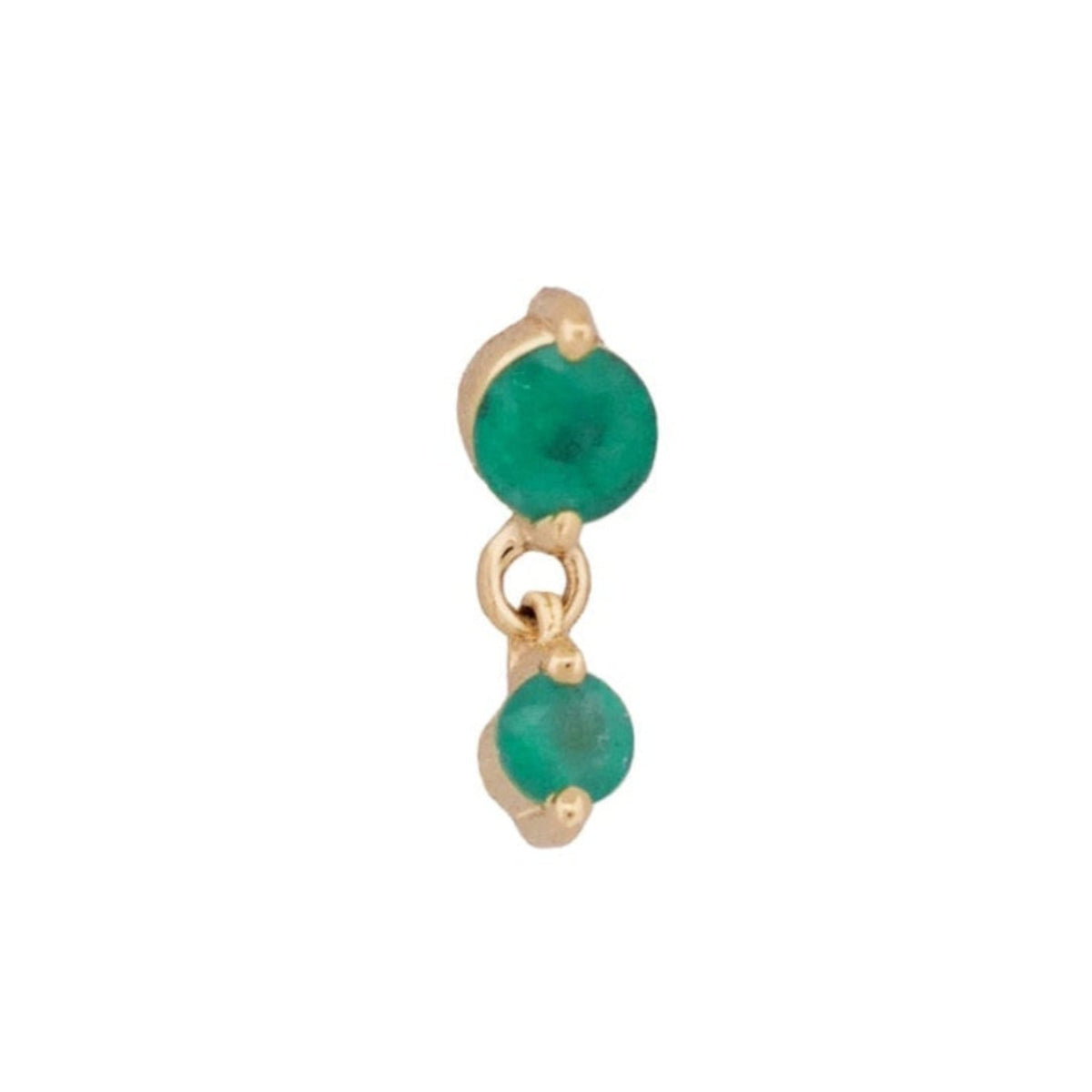 Fiat Luxs Classic Twin Stars - Colored (2.5mm) 14K gold earrings feature two green stones on a white background.