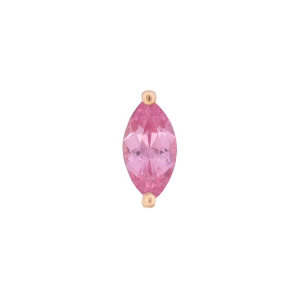 Fiat Lux Grande Marquise Prong in Padparadscha Sapphire—limited edition 14K gold piercing jewelry.