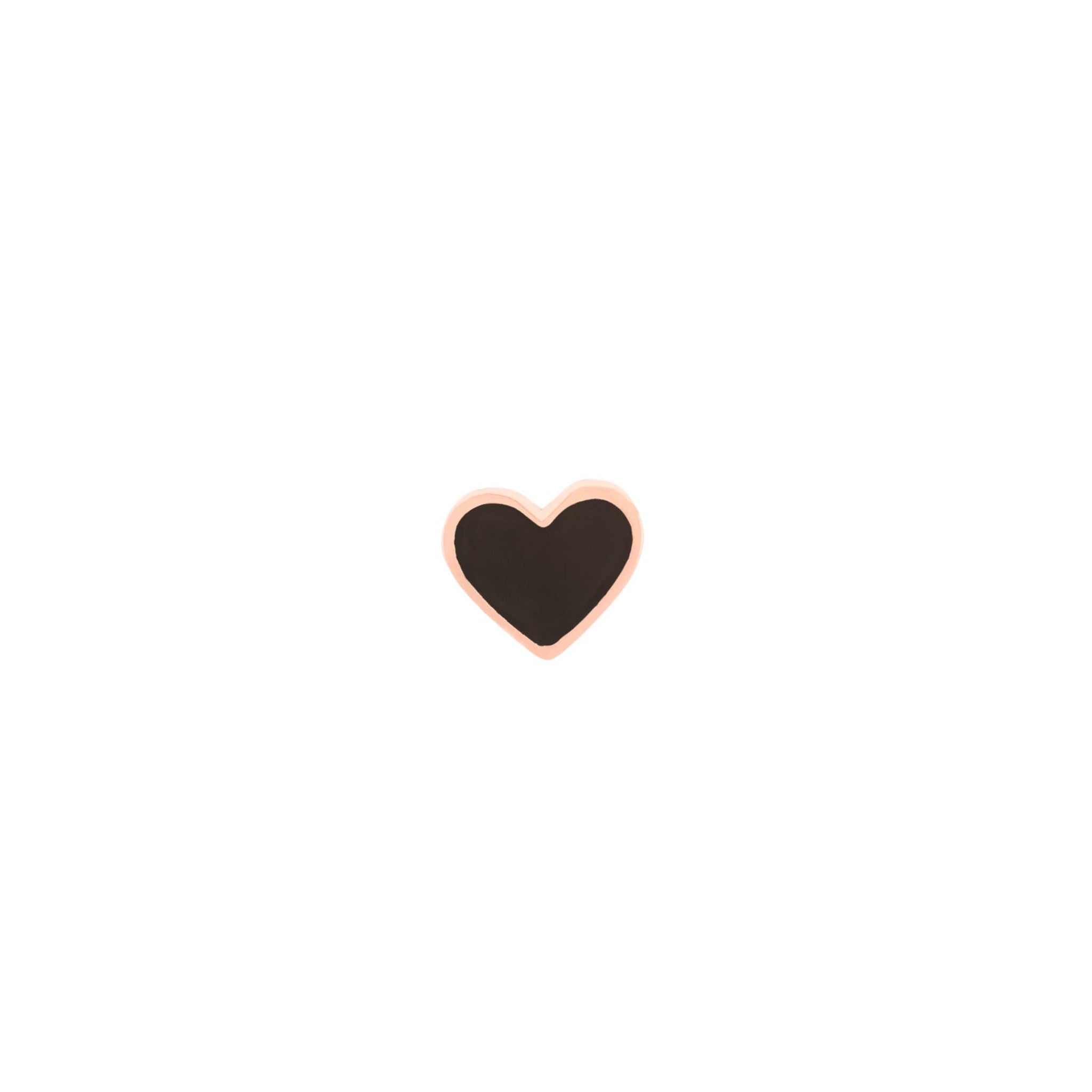 The Fiat Lux Color Heart Stud features a black heart with a light pink outline, ideal for flatback piercing inspiration.