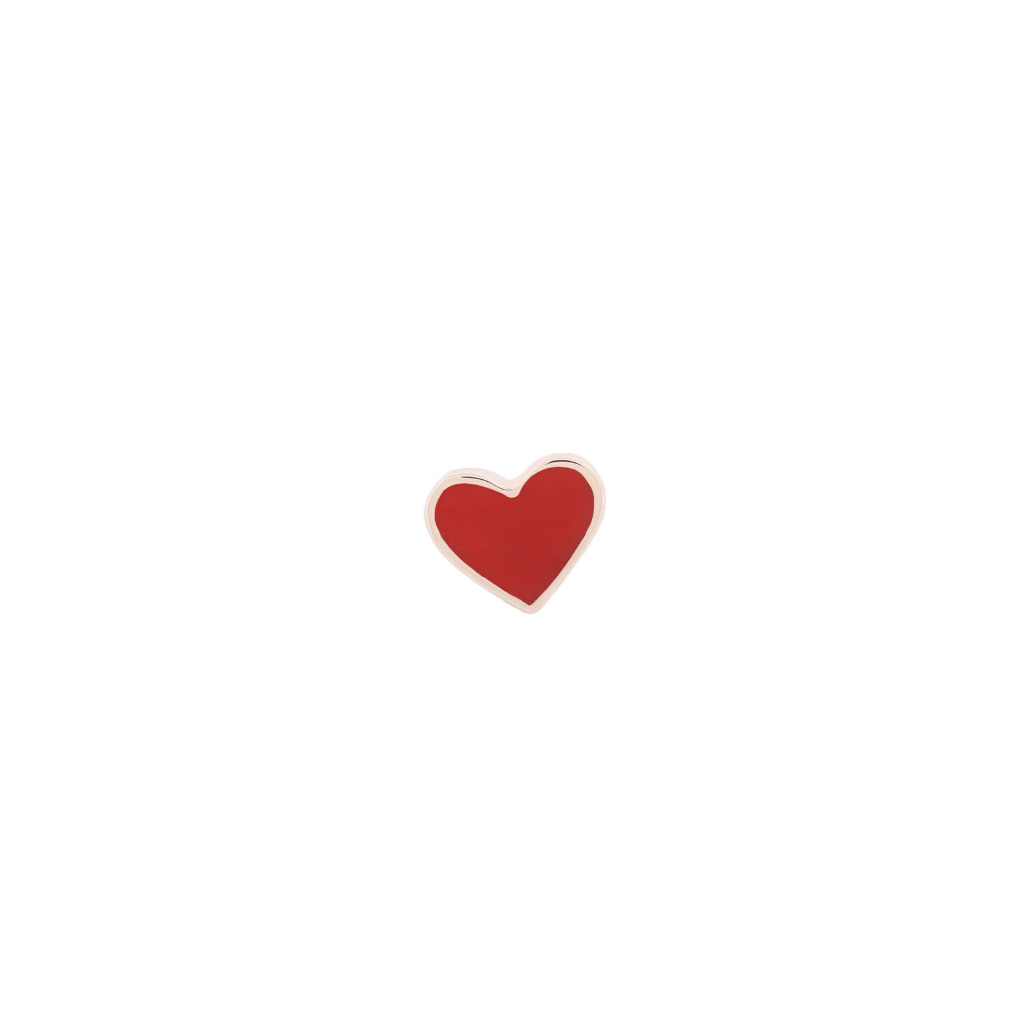 Red Color Heart Stud by Fiat Lux centered on white, inspired by flatback piercing jewelry styles.