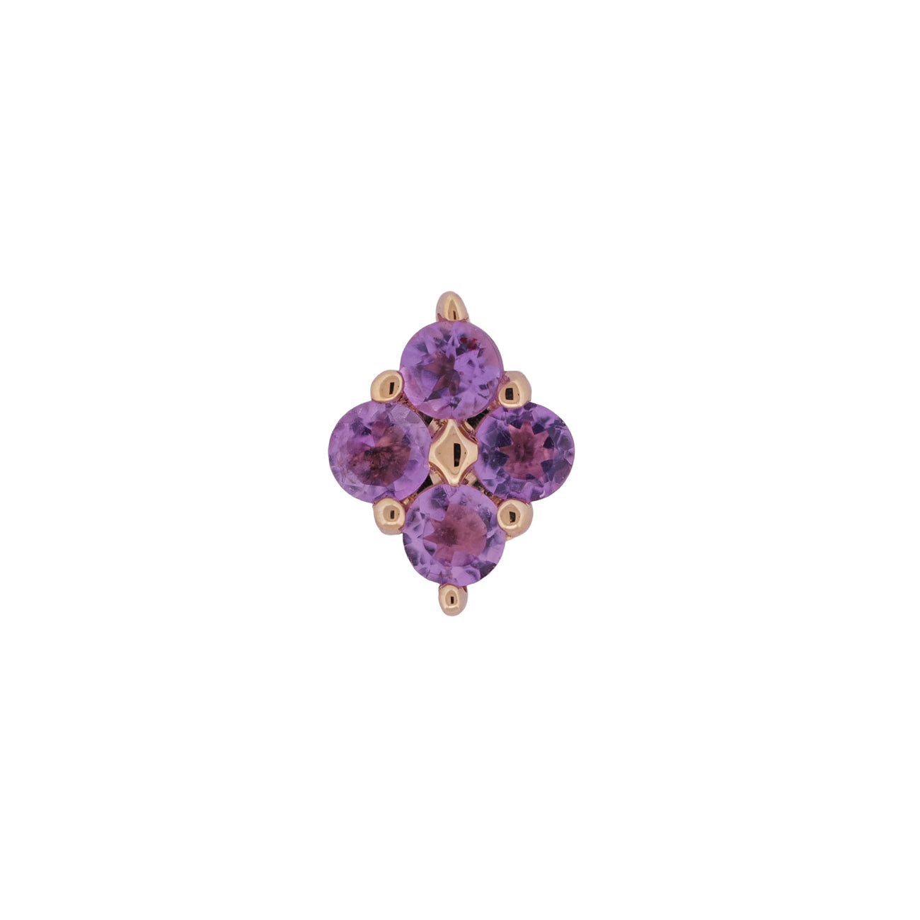 Grande Sirius Stud - Colored (1.5mm) by Fiat Lux: 14K gold, four round purple stones in diamond shape.