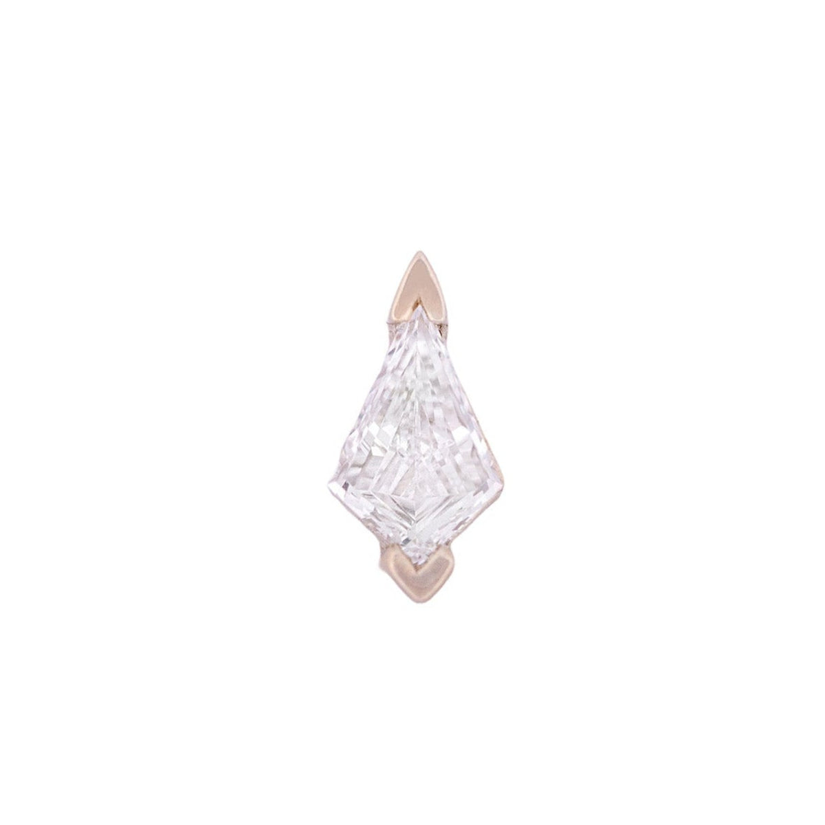 The Classic Kite Stud - Diamond by Fiat Lux features a minimalist gold frame, ideal for flatback piercing jewelry.