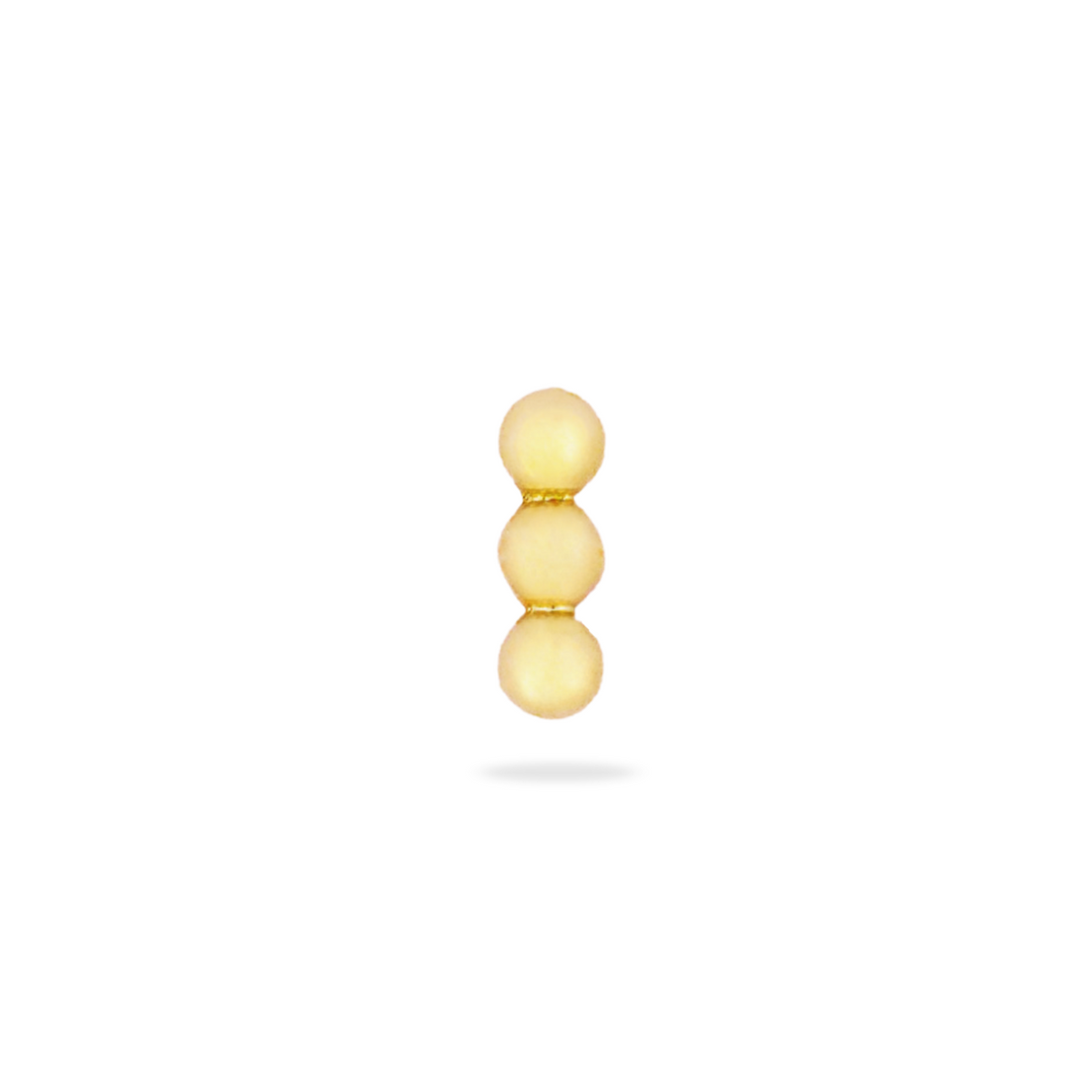 The Fiat Lux 3 Linear Bead Cluster features three small 14K gold spheres stacked for a minimalist look.