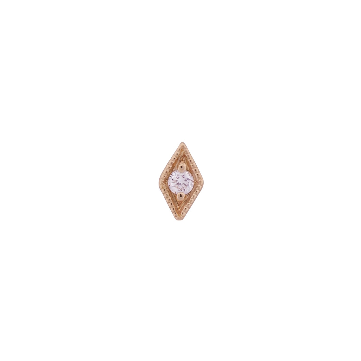 Fiat Lux Serpentra Scale Stud - Round: 14K gold piercing with a central gemstone, chic flatback jewelry.
