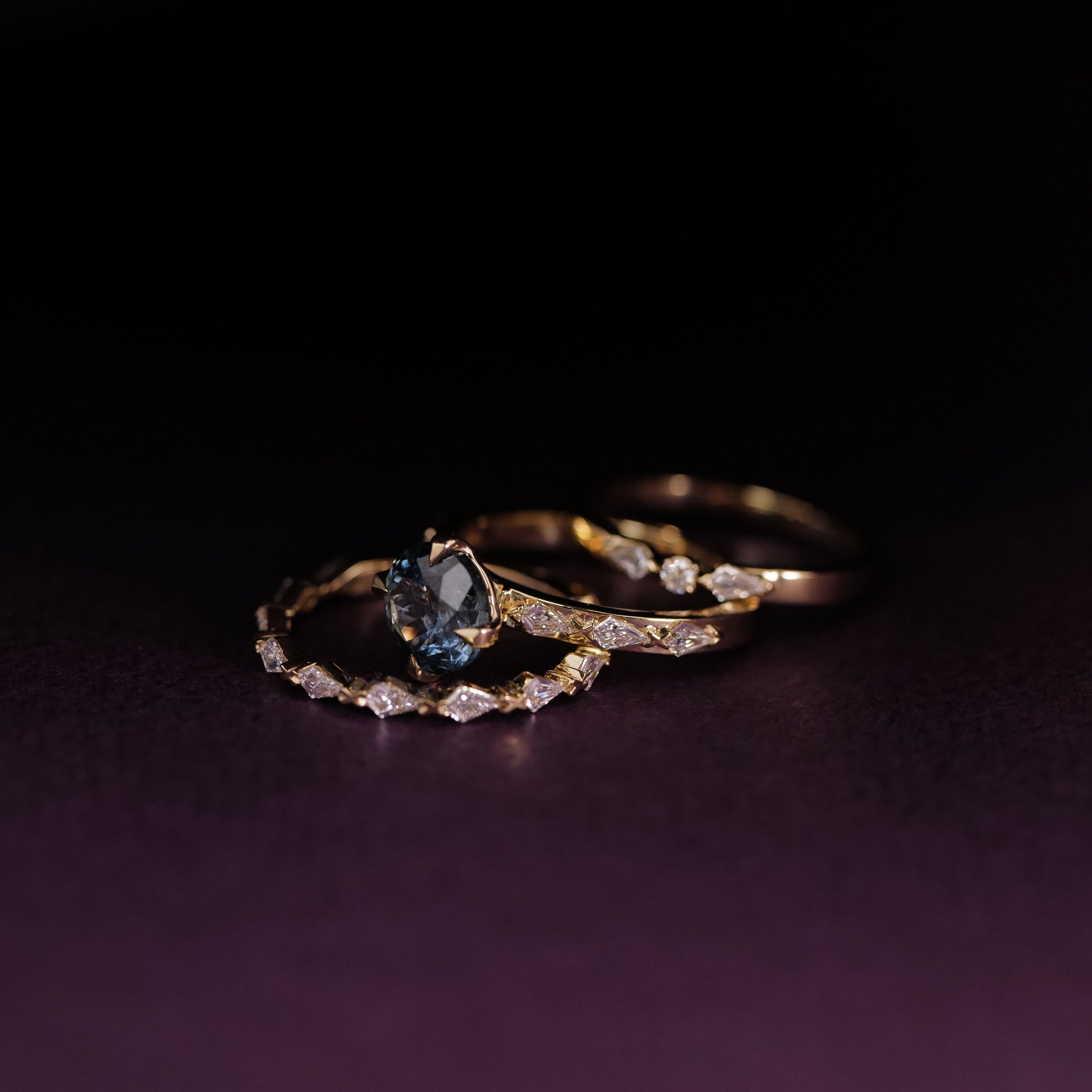 Petite Centered Kite Ring - White Diamond