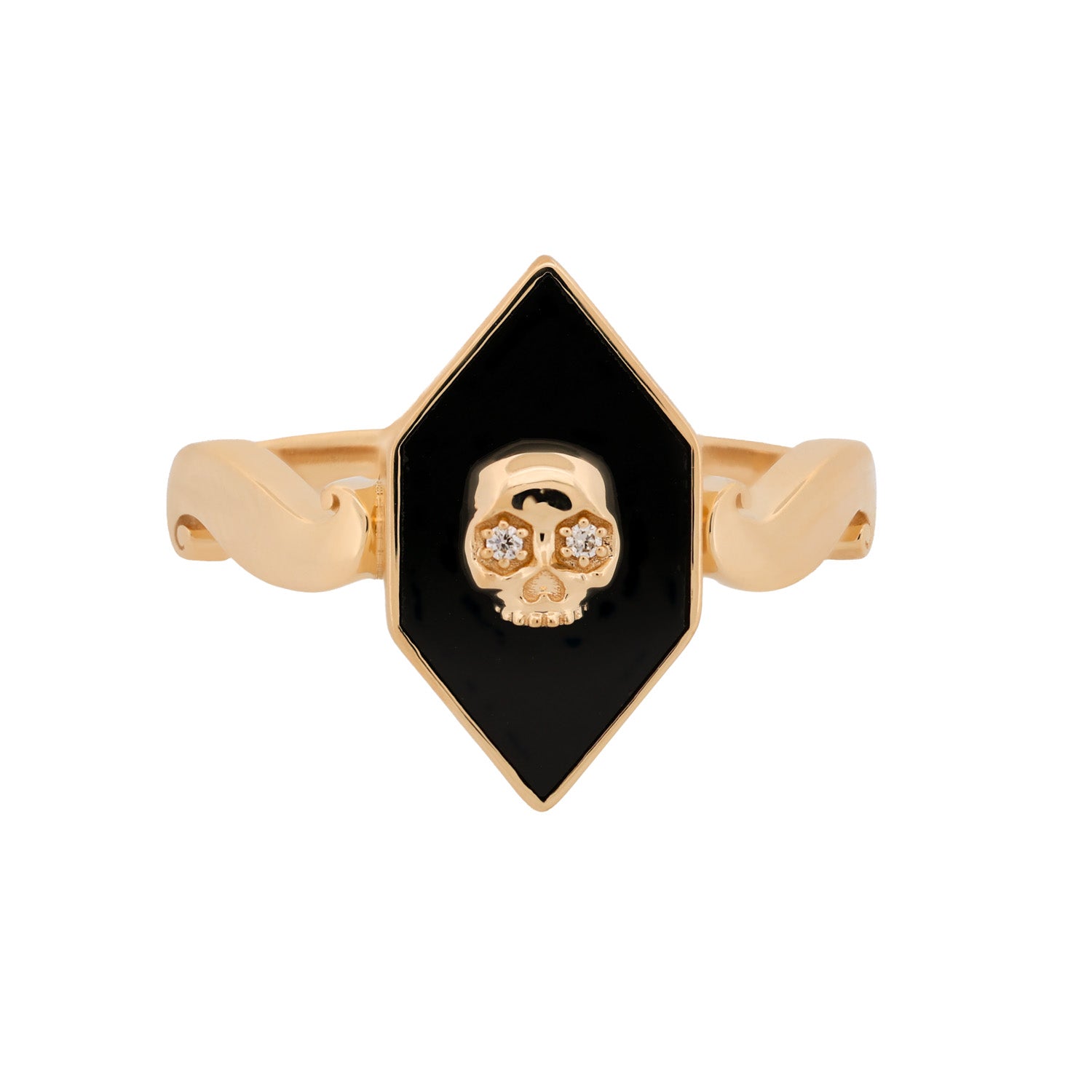 Inlay Skull Scroll Ring