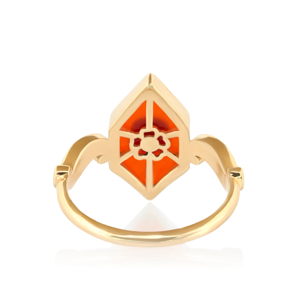 Inlay Skull Scroll Ring - Carnelian