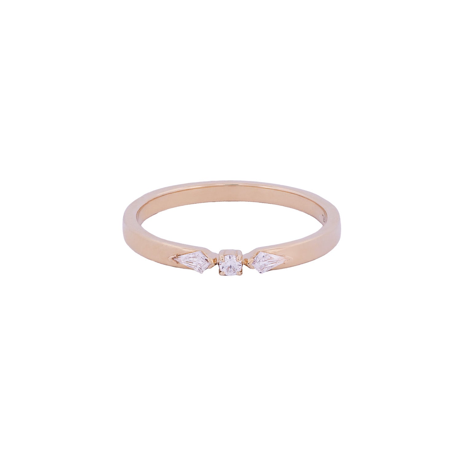 Fiat Lux Petite Nova Ring: 14K gold ring with square diamond center and marquise side stones.
