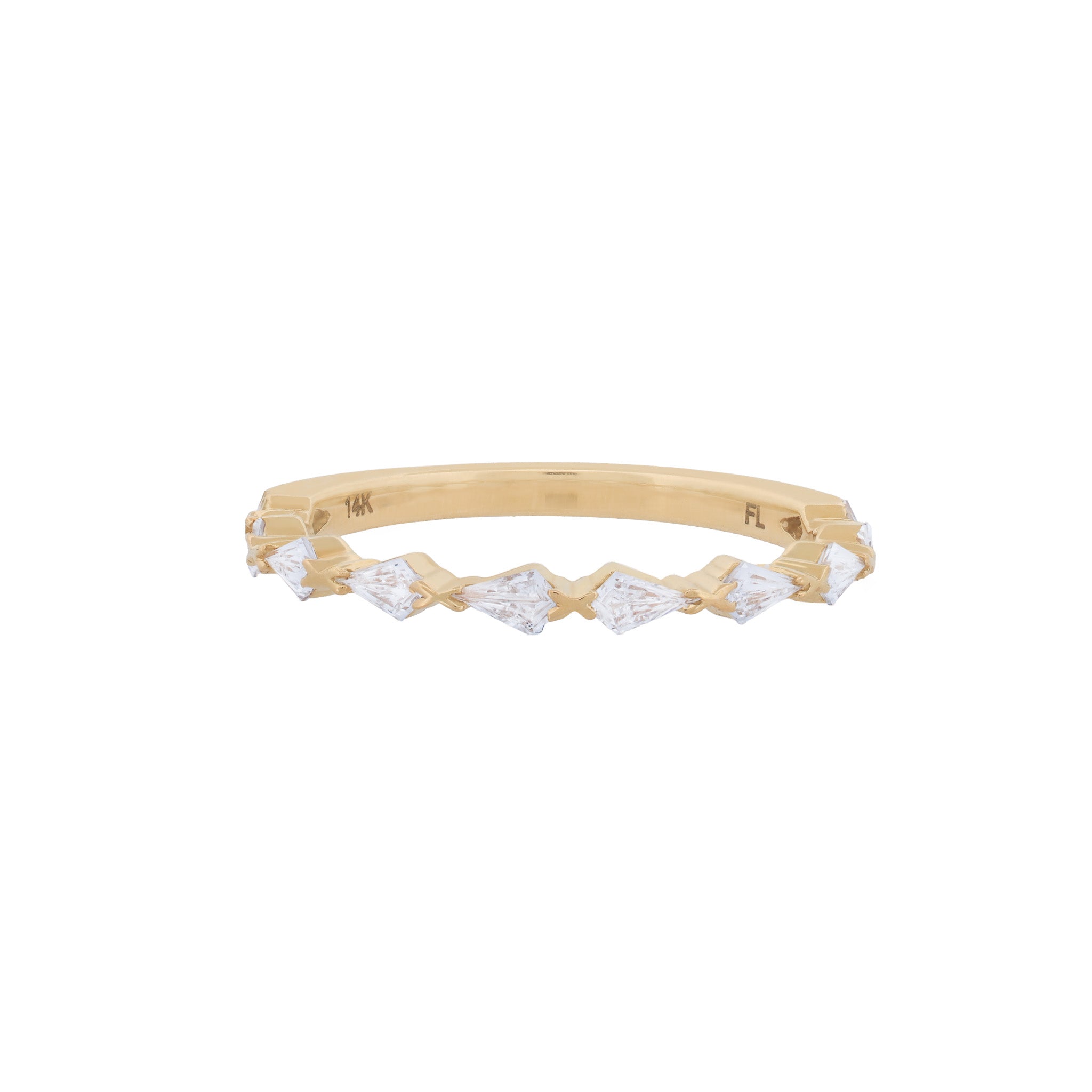 Petite Centered Kite Ring - White Diamond