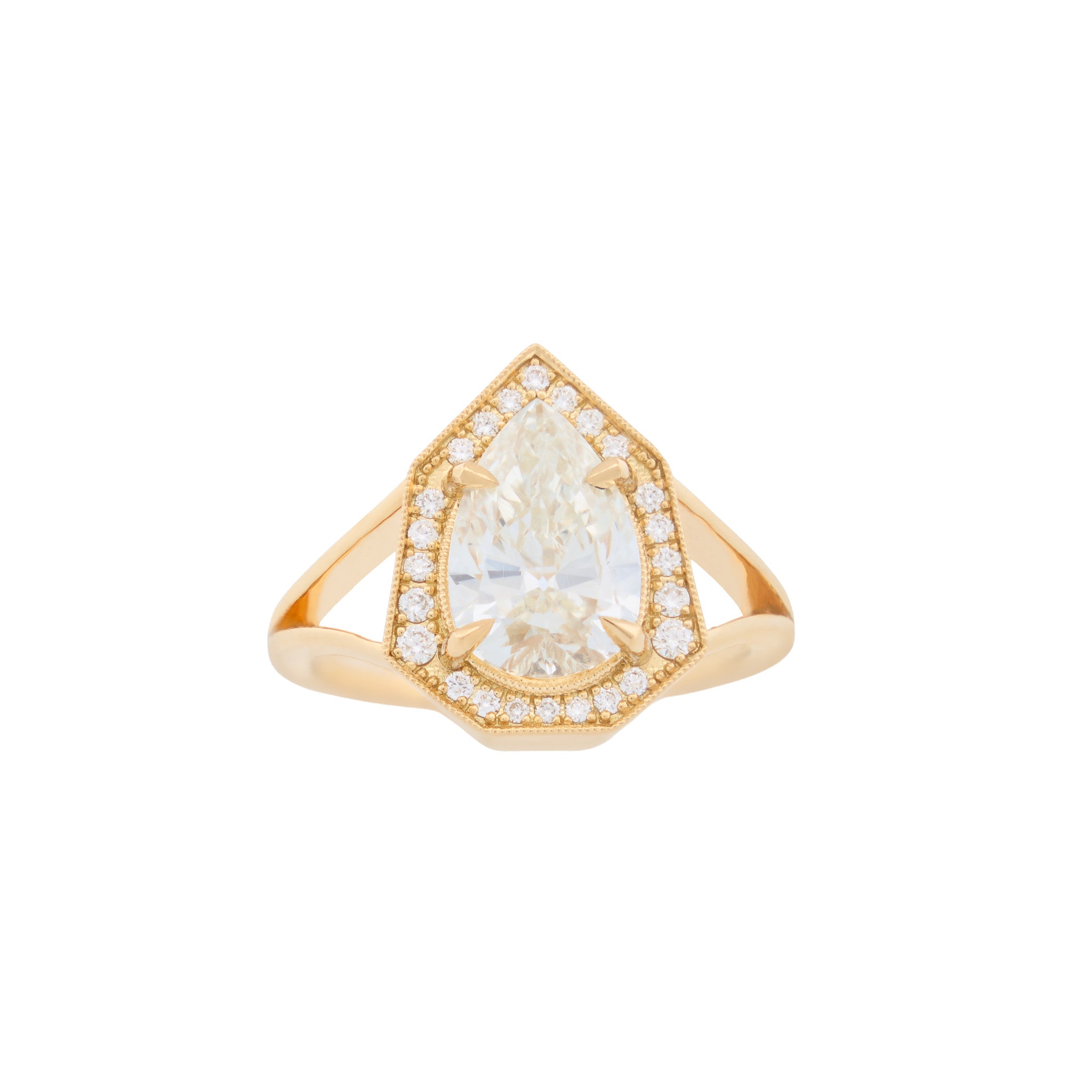 Baby Grande Phoebe Ring - Vintage Pear Diamond (2.04ct)