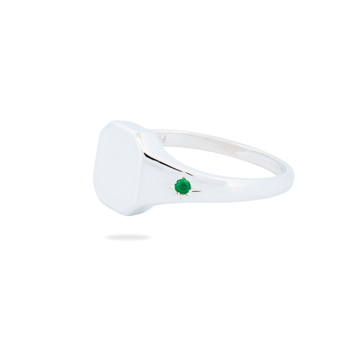 Classic Emerald Signet Ring - Star Set (S)