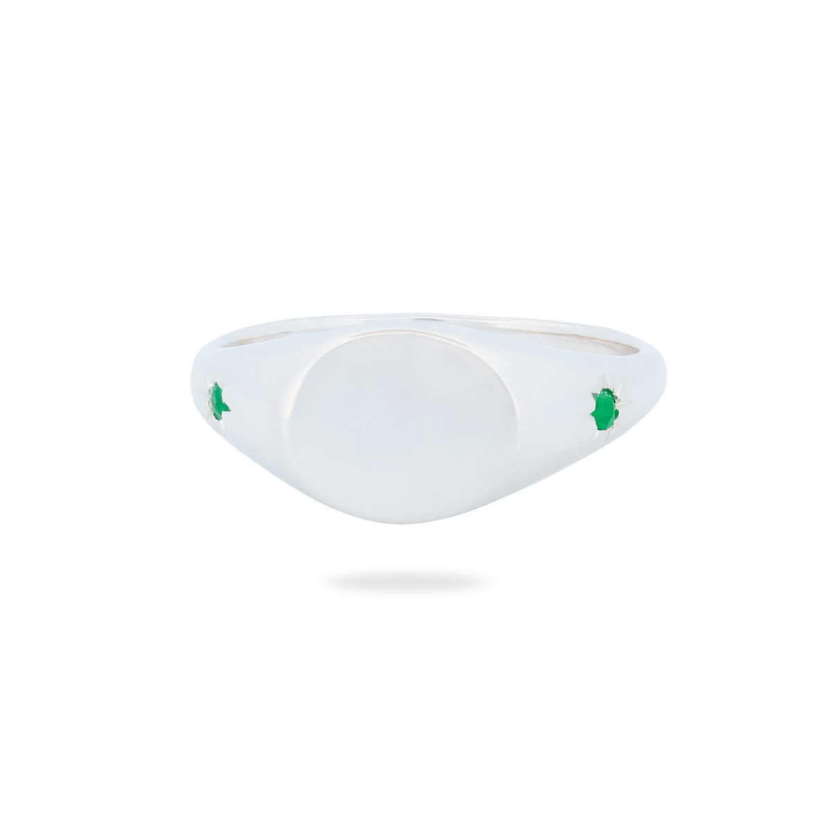 Classic Horizontal Oval Signet Ring - Star Set (S)