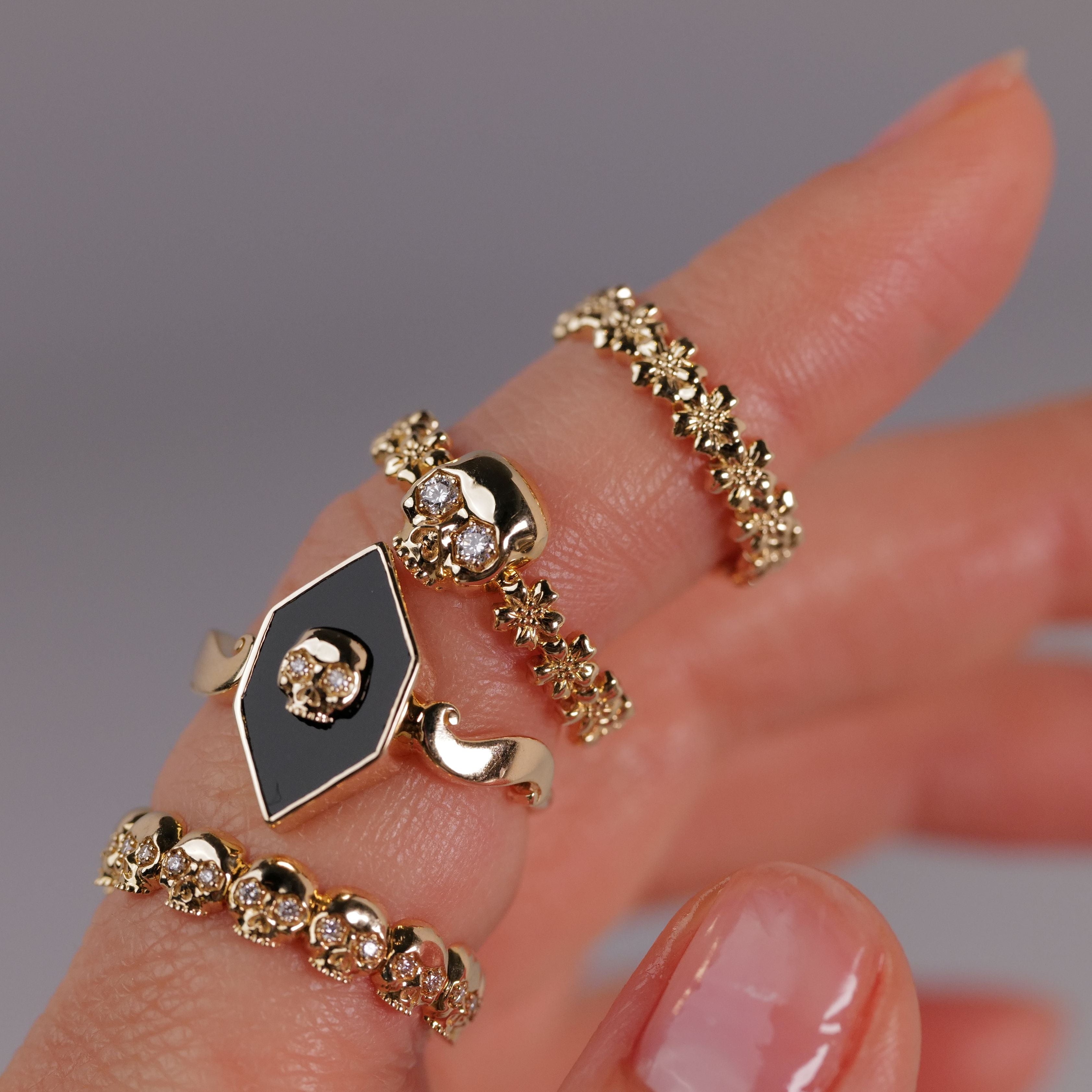 Forget Me Not Skull Ring