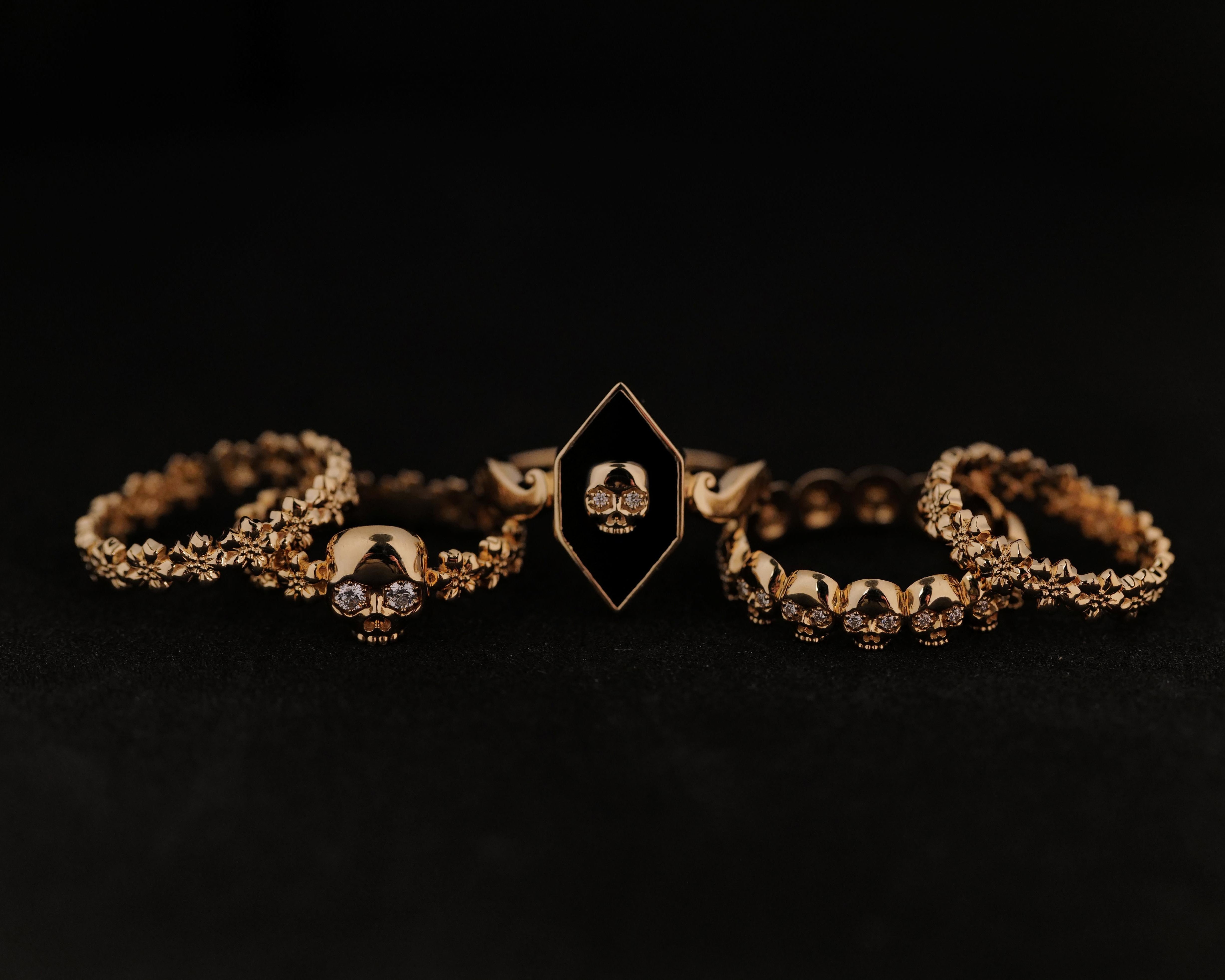 Forget Me Not Skull Ring