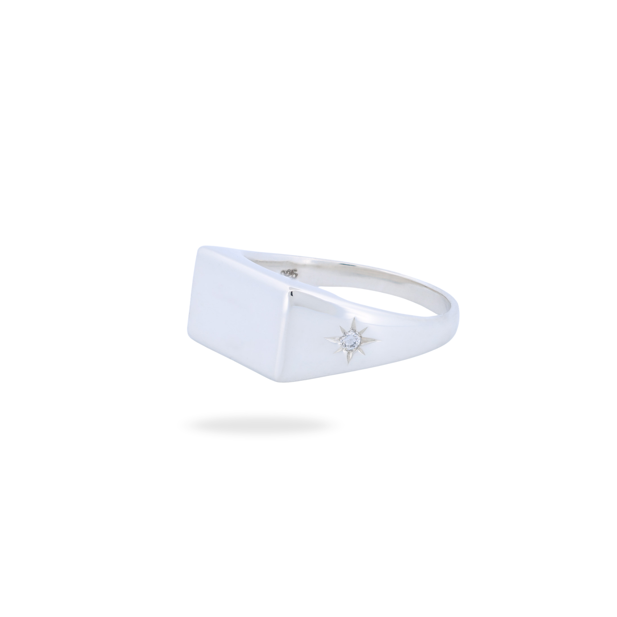 Grande Rectangle Signet Ring - Star Set (S)