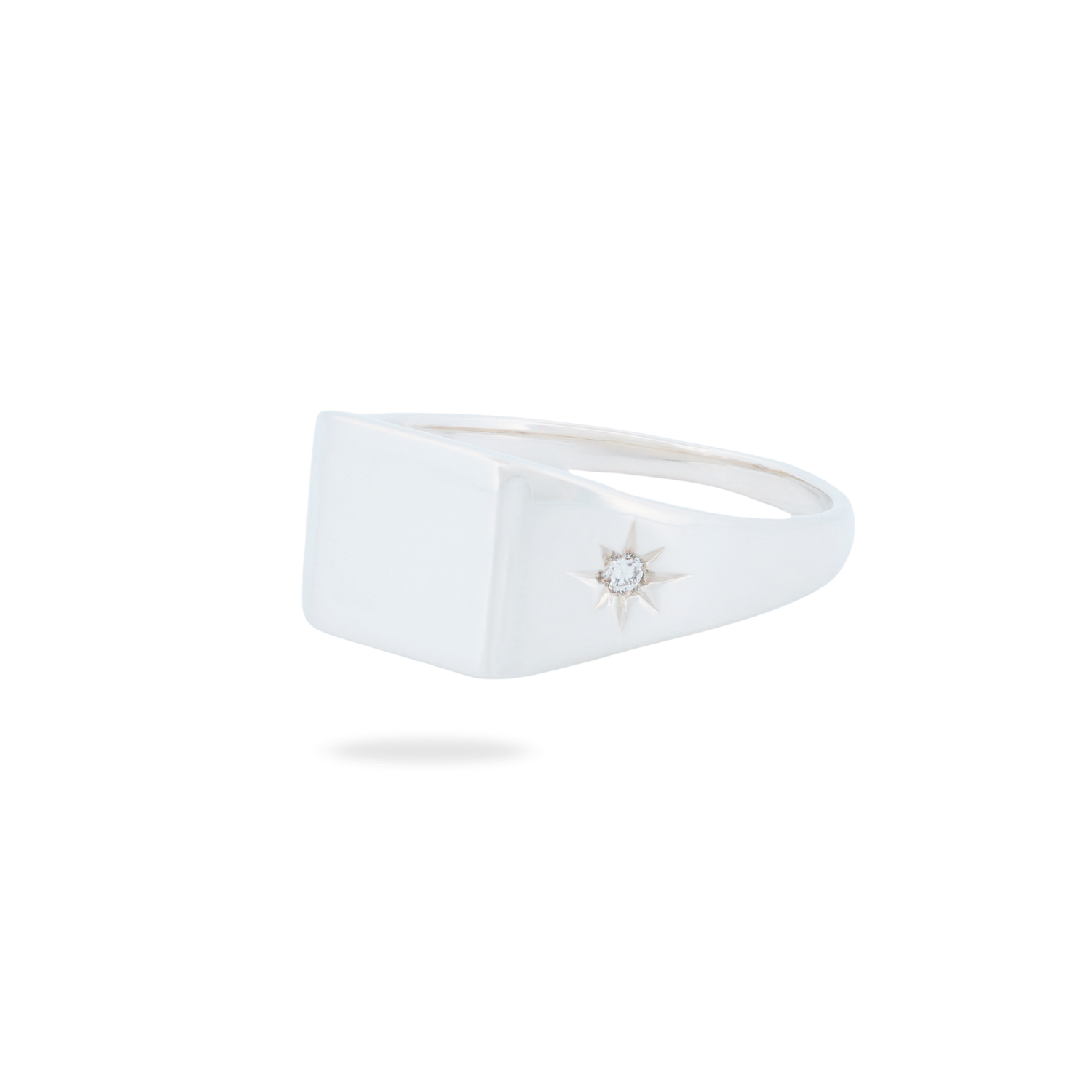 Classic Square Signet Ring - Star Set (S)