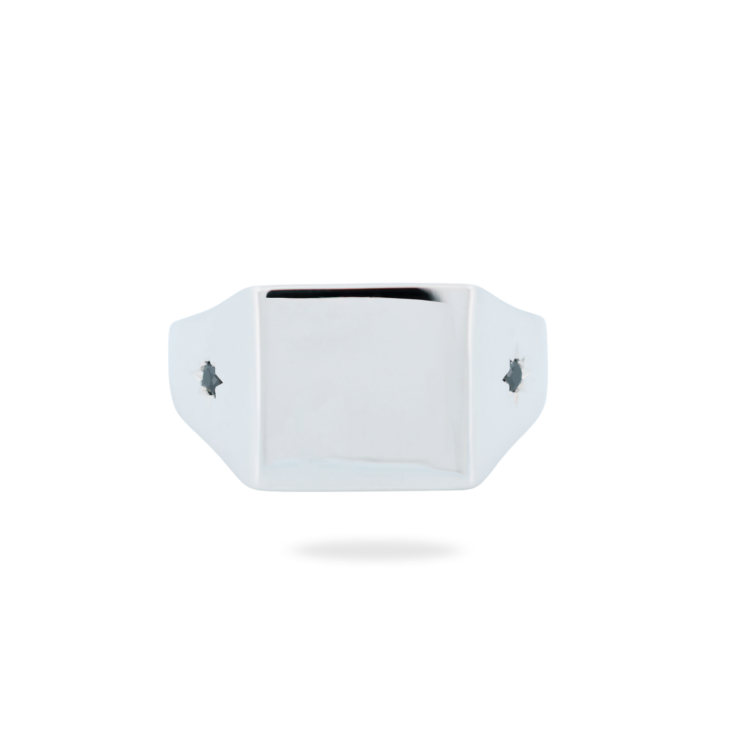 Grande Square Signet Ring - Star Set (S)