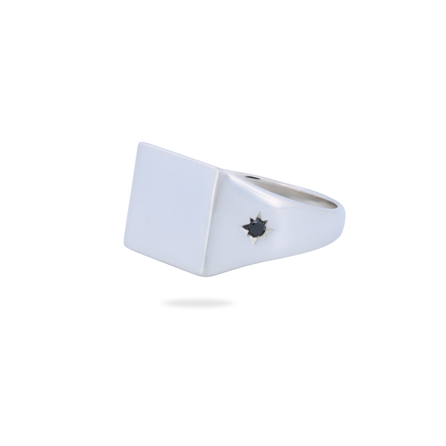 Grande Square Signet Ring - Star Set (S)