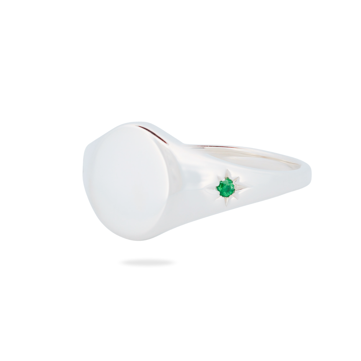 Grande Vertical Oval Signet Ring - Star Set (S)