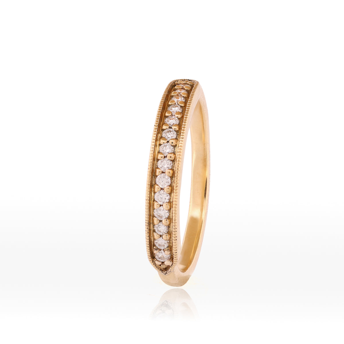 Tuile Pavé Ring - Diamond by Fiat Lux: 18K gold with a row of pavé diamonds, shown on a white background.