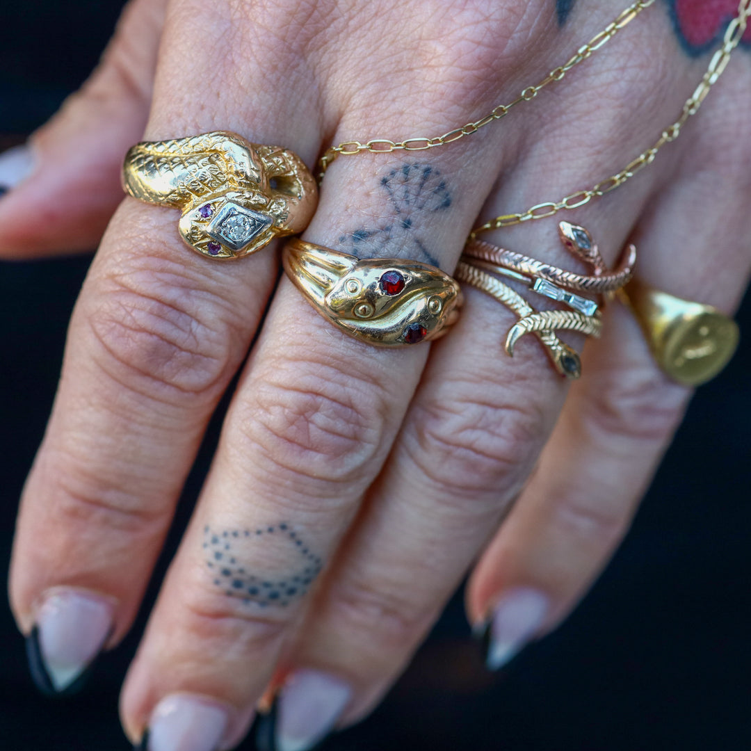 Vintage Diamond & Ruby Snake Ring