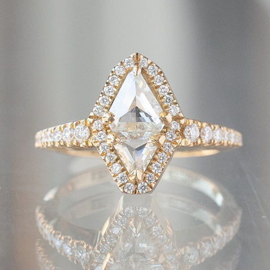 Double Shield White Diamond Theodora Ring