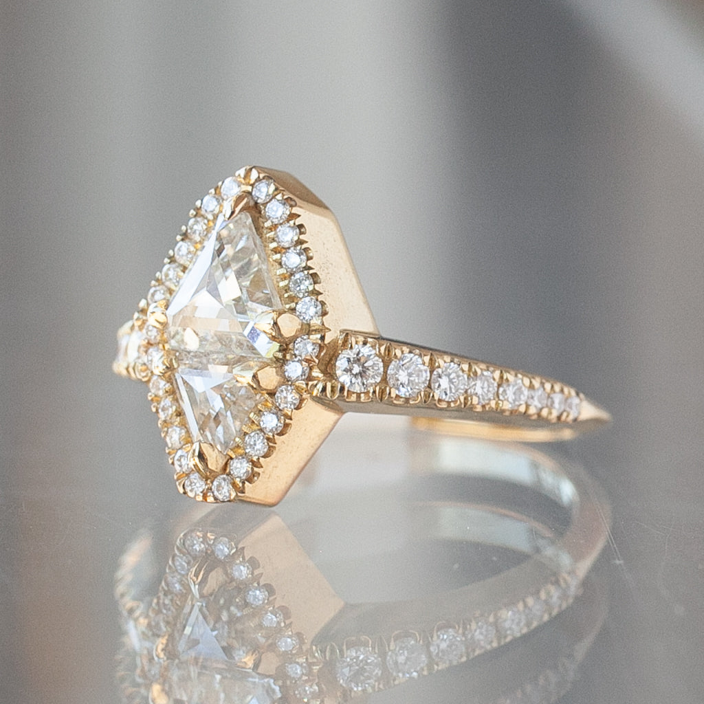 Double Shield White Diamond Theodora Ring