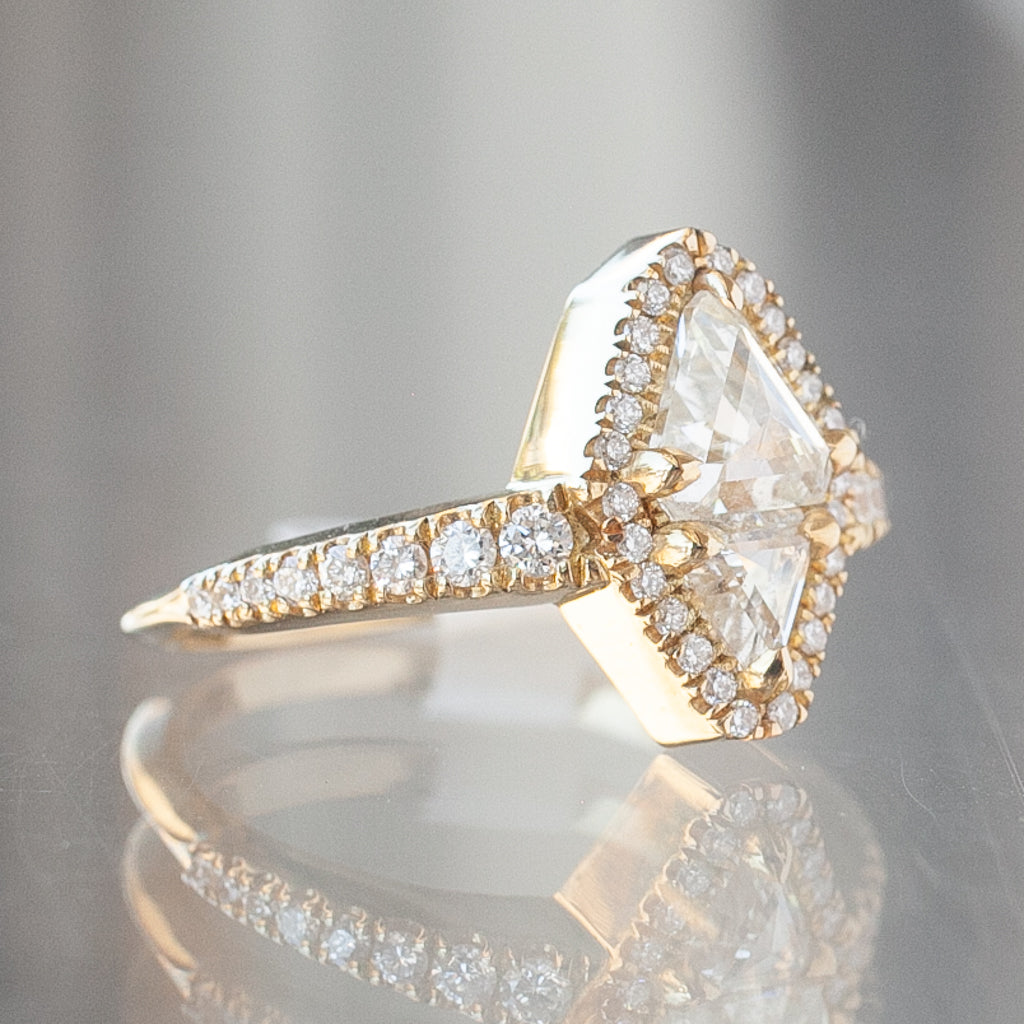 Double Shield White Diamond Theodora Ring