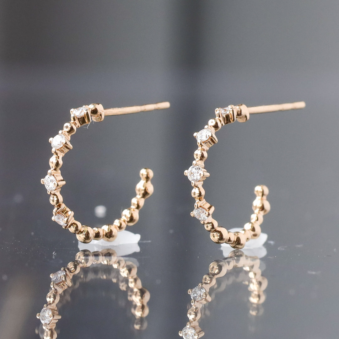 Diamond & Beaded Hoop Earring