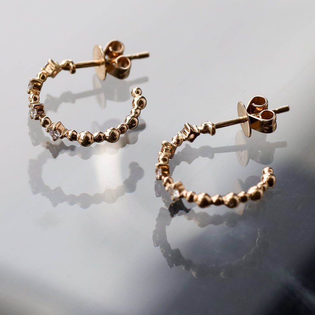Diamond & Beaded Hoop Earring