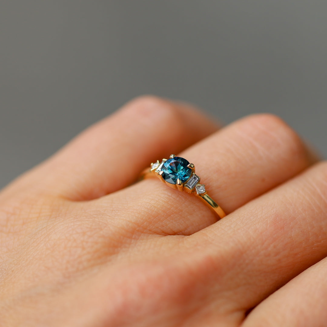 Teal Montana Sapphire Accent Ring
