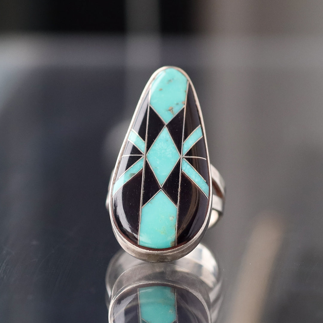 Patterned Pear Inlay Ring