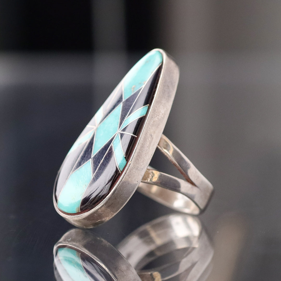 Patterned Pear Inlay Ring