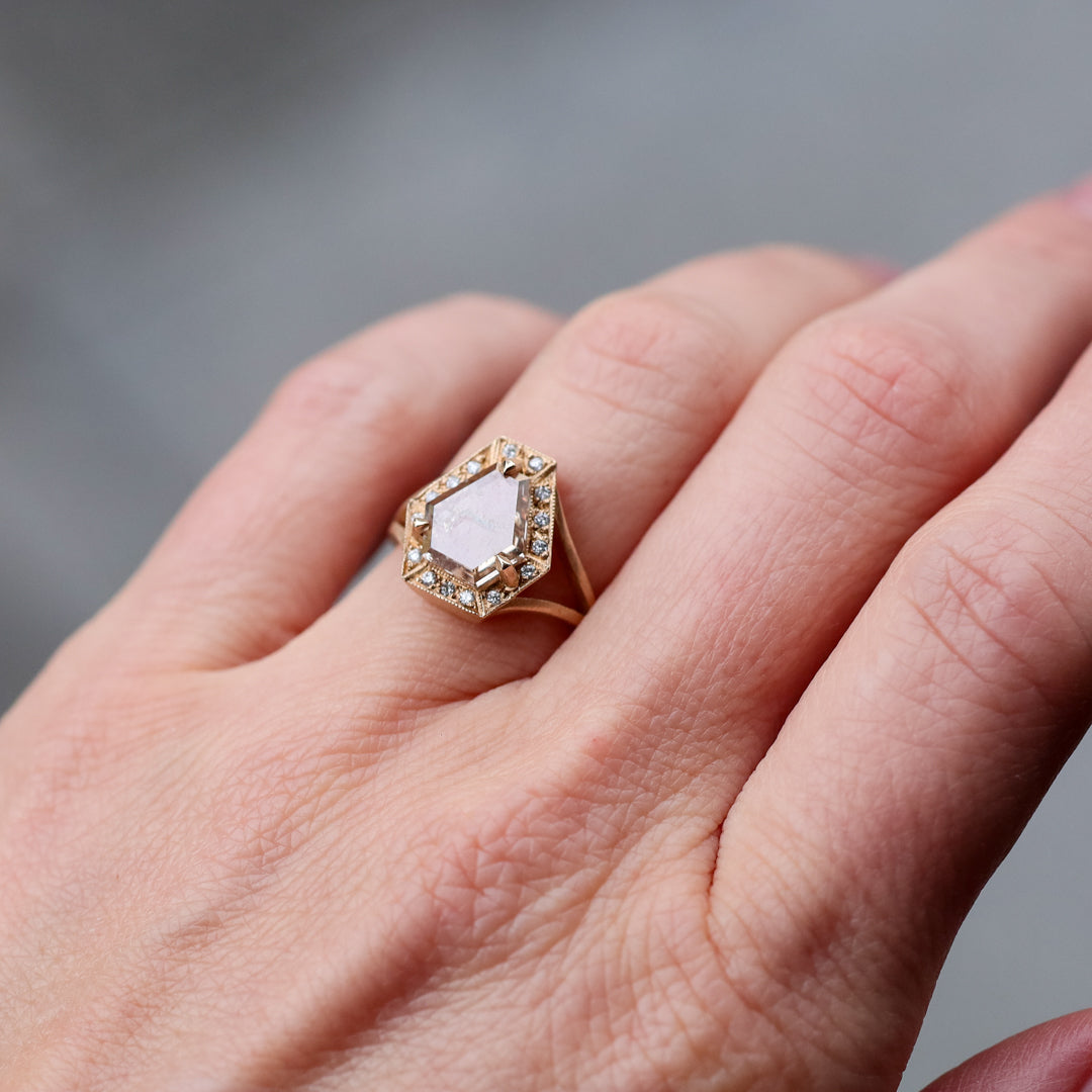 Phoebe Ring - Champagne Shield Portrait Cut Diamond