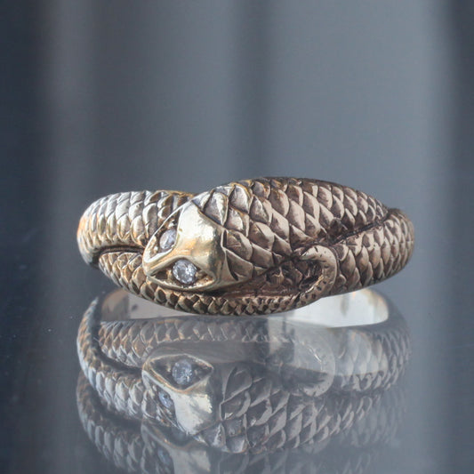 Vintage Diamond Eyed Snake Ring