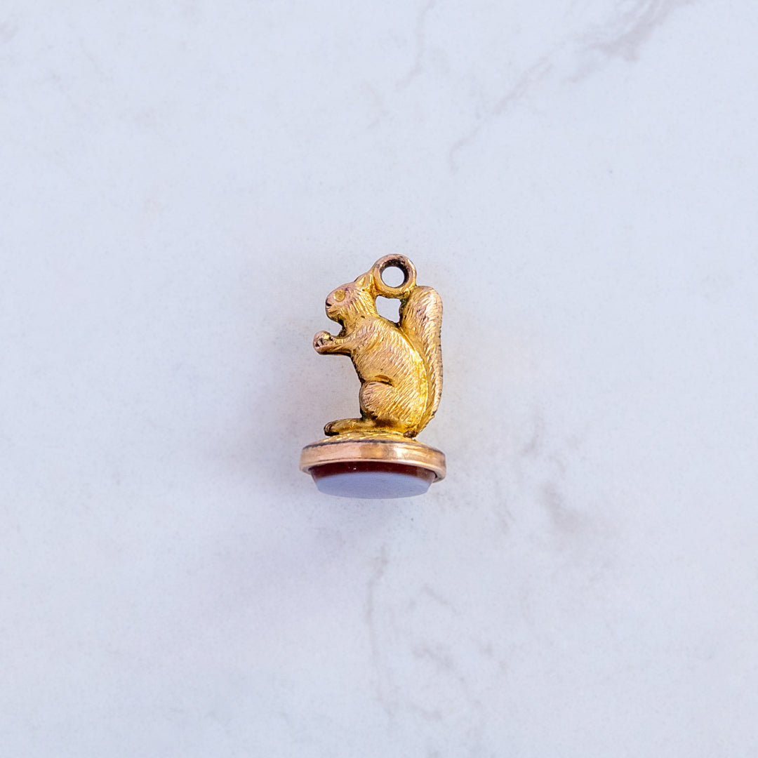 Antique Victorian Squirrel Agate Fob