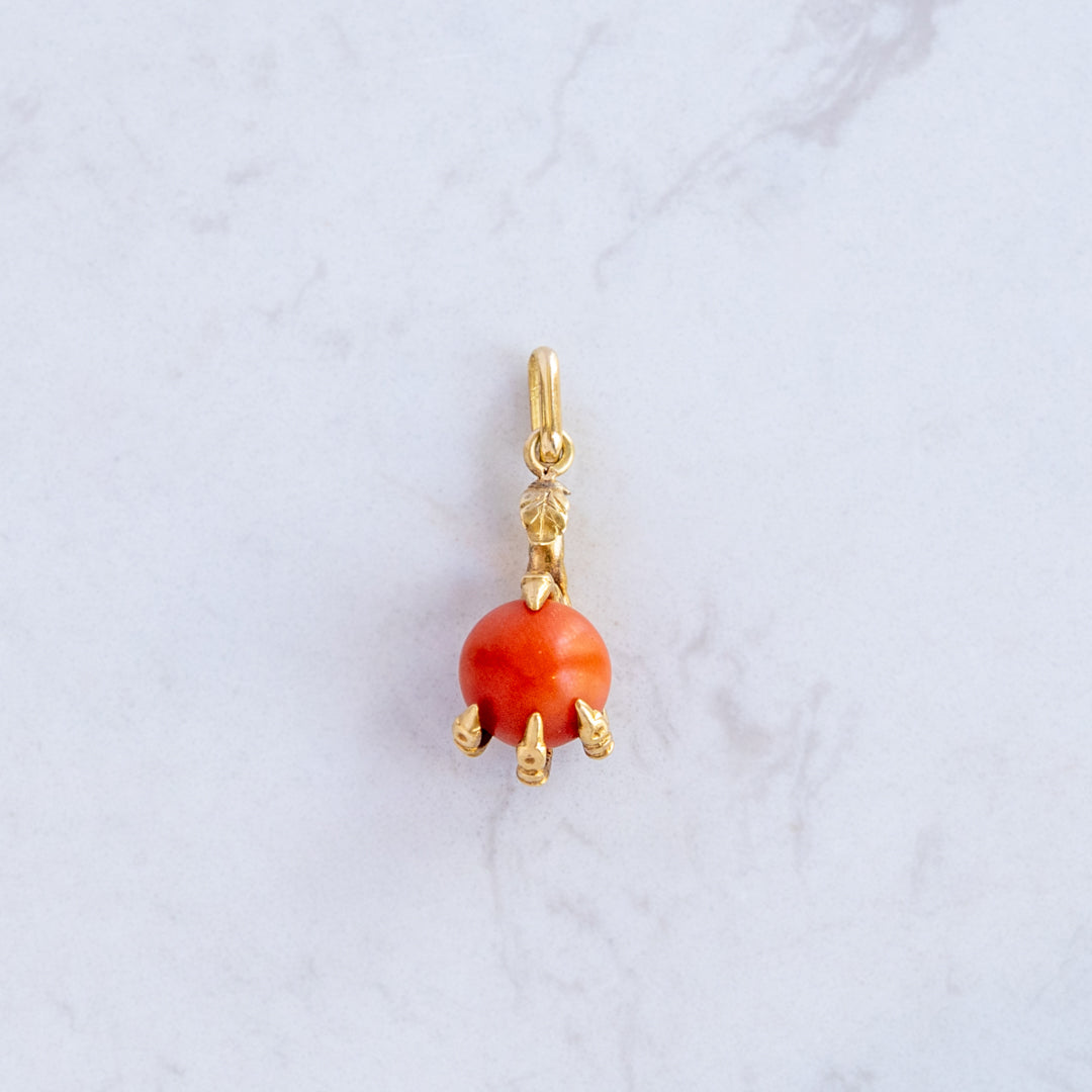Antique Eagle Claw & Coral Pendant